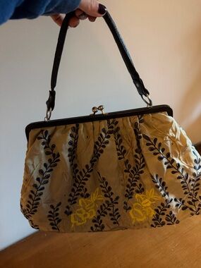 Chan Luu Yellow Floral Embroidered Frame Bag